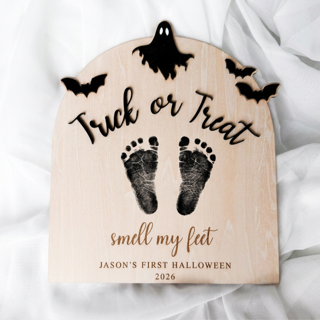 First Halloween Footprint Sign -  Personalized Baby Keepsake