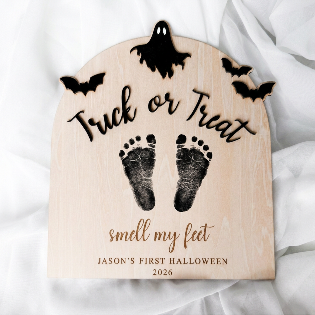 First Halloween Footprint Sign -  Personalized Baby Keepsake