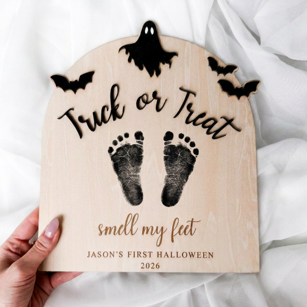 First Halloween Footprint Sign -  Personalized Baby Keepsake