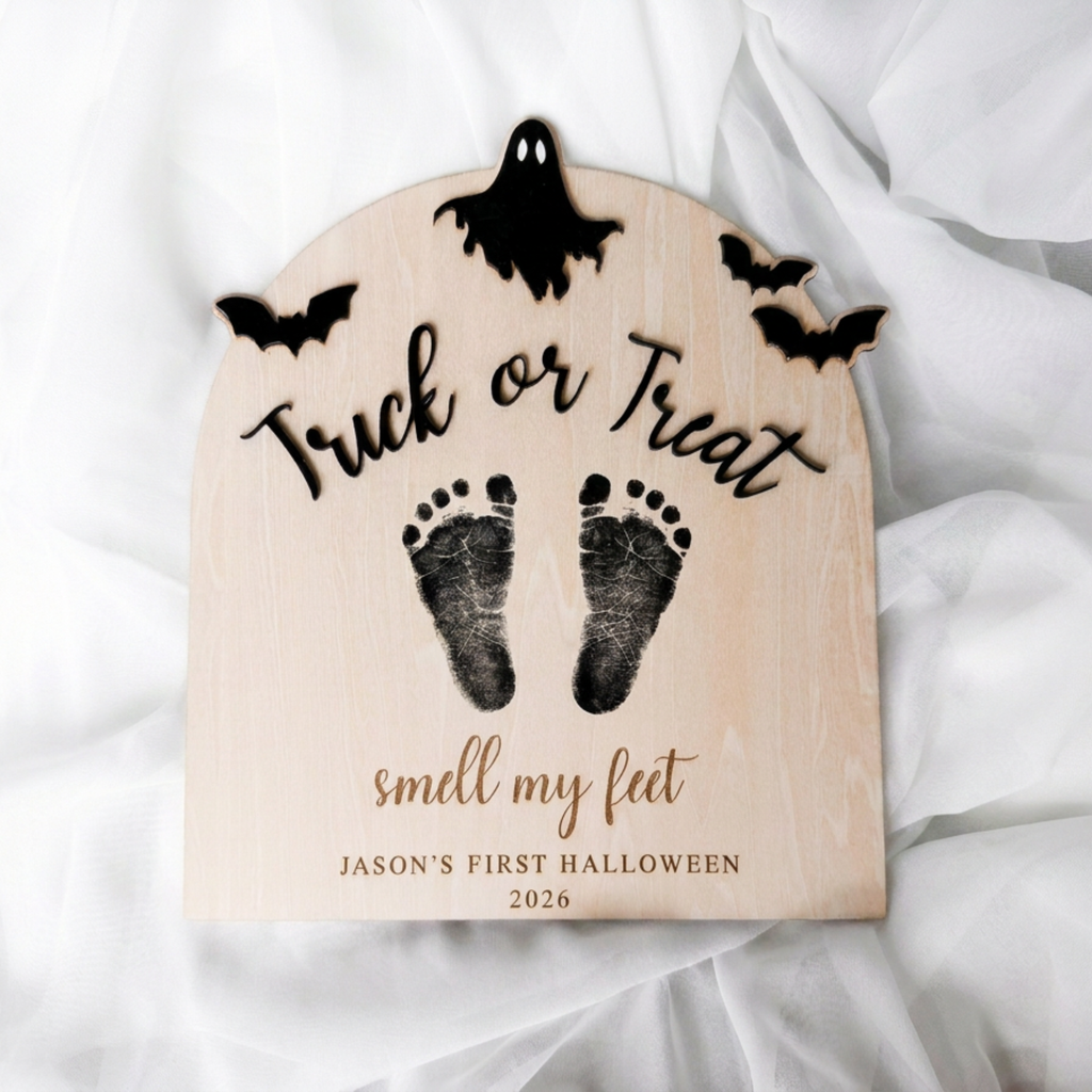 First Halloween Footprint Sign -  Personalized Baby Keepsake