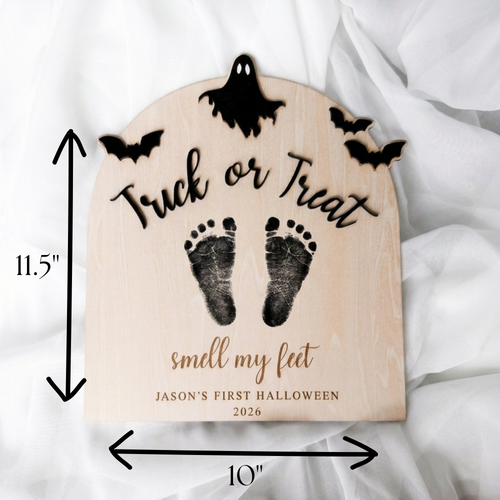 First Halloween Footprint Sign -  Personalized Baby Keepsake