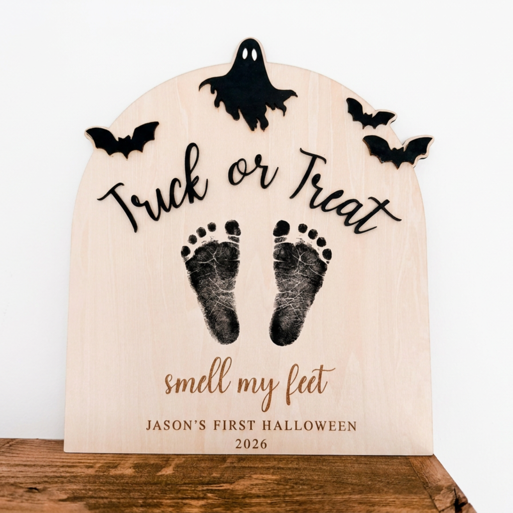 First Halloween Footprint Sign -  Personalized Baby Keepsake