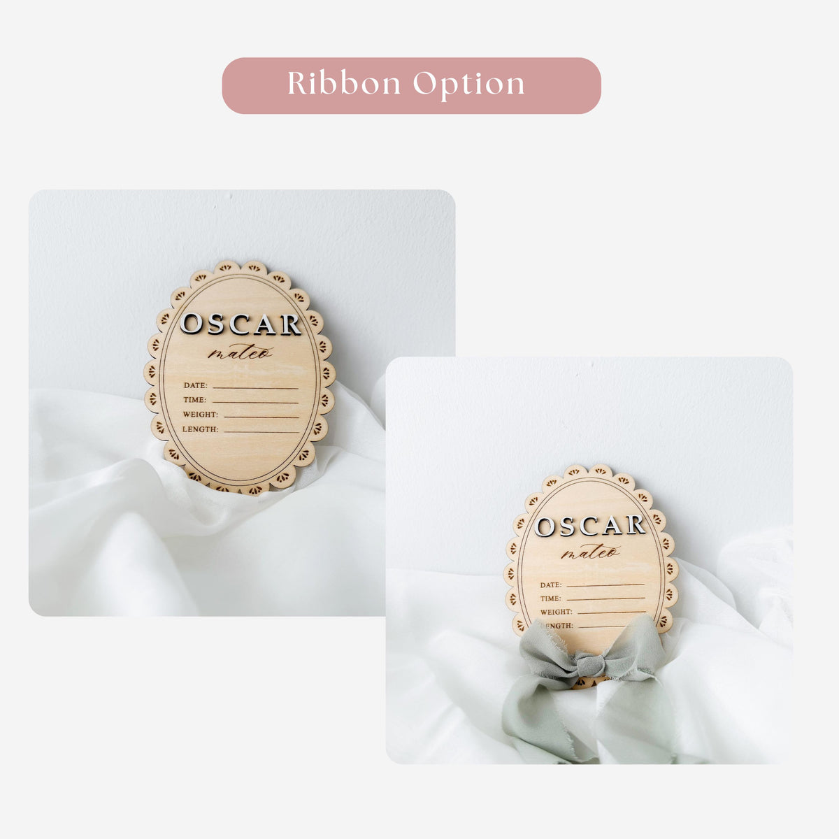 Personalized Baby Birth Stats Sign, Oval Scalloped Wood Name Plaque, Custom Hospital Announcement Sign, Newborn Photo Prop, Baby Shower Gift