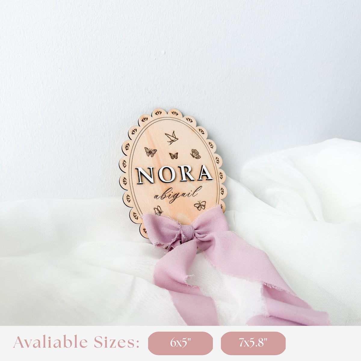 Custom Butterfly Baby Name Sign, Personalized Wood Birth Announcement, Newborn Milestone Sign, Nursery Name Plaque, Baby Photo Prop