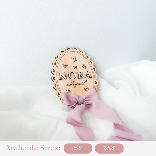 Custom Butterfly Baby Name Sign, Personalized Wood Birth Announcement, Newborn Milestone Sign, Nursery Name Plaque, Baby Photo Prop