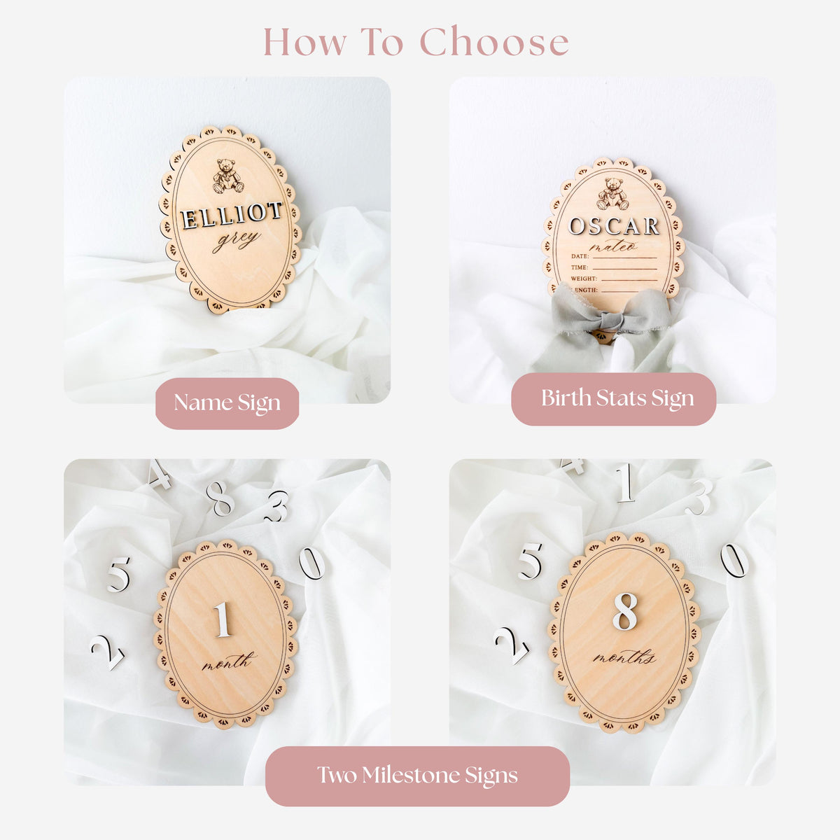 Personalized Teddy Bear Baby Name Sign, Gender Neutral Nursery Keepsake, Engraved Newborn Announcement Disc, Baby Shower Gift