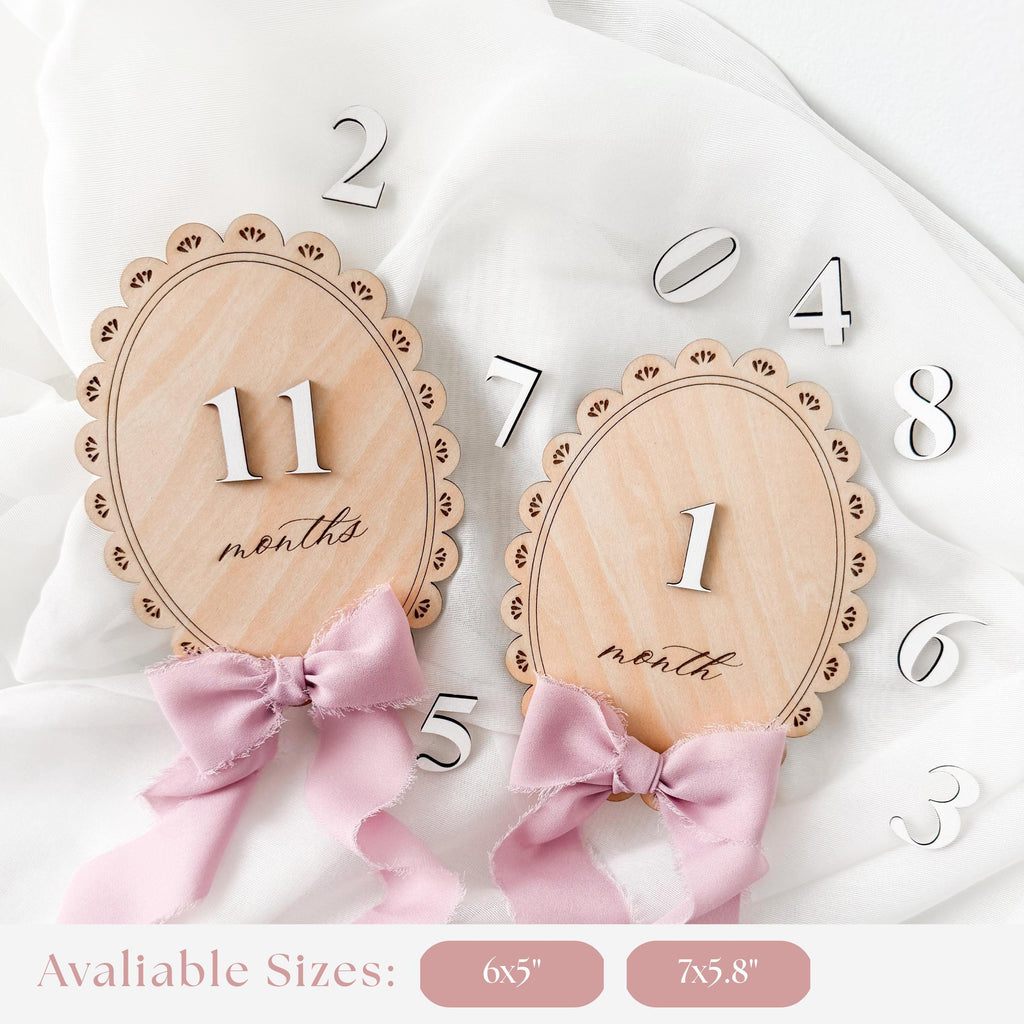 Baby Monthly Milestone Sign, Wooden Milestone Disc with Numbers, Newborn Monthly Photo Prop, Baby Milestone Tracker, Baby Shower Gift