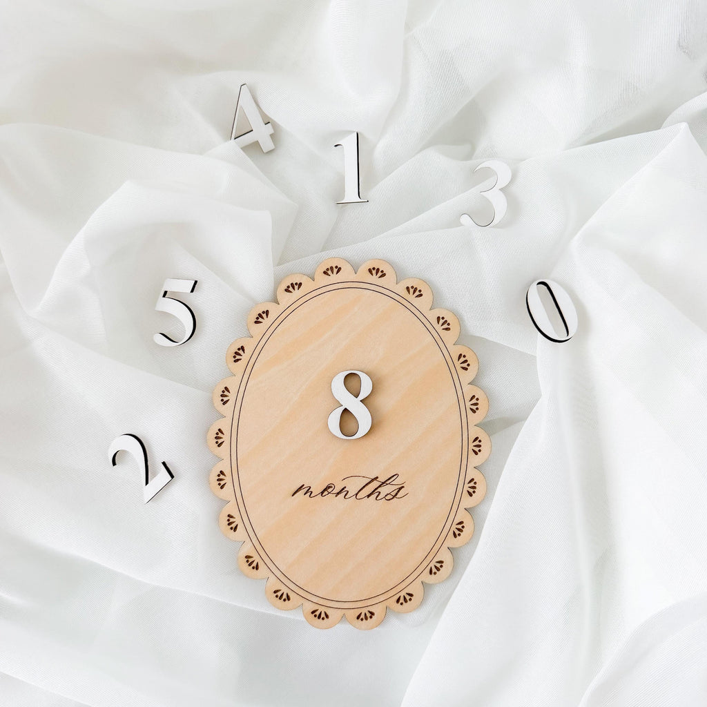 Baby Monthly Milestone Sign, Wooden Milestone Disc with Numbers, Newborn Monthly Photo Prop, Baby Milestone Tracker, Baby Shower Gift