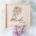 Personalized Baby Keepsake Box, Floral Birth Stats Memory Box, Engraved Wooden Baby Box, Newborn Keepsake Gift, Baby Shower Gift