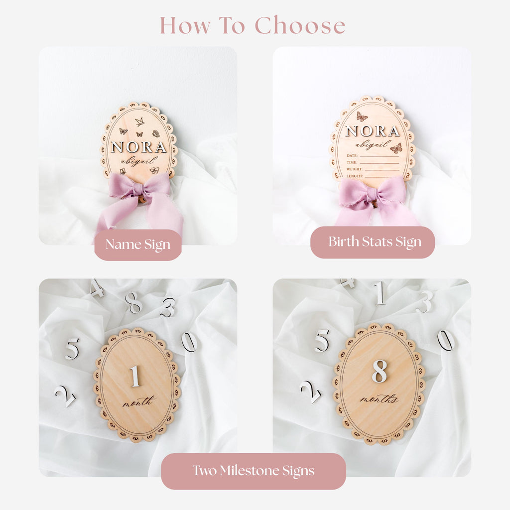 Custom Butterfly Baby Name Sign, Personalized Wood Birth Announcement, Newborn Milestone Sign, Nursery Name Plaque, Baby Photo Prop