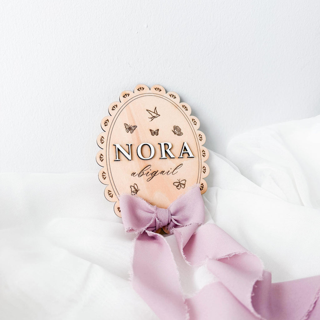 Custom Butterfly Baby Name Sign, Personalized Wood Birth Announcement, Newborn Milestone Sign, Nursery Name Plaque, Baby Photo Prop