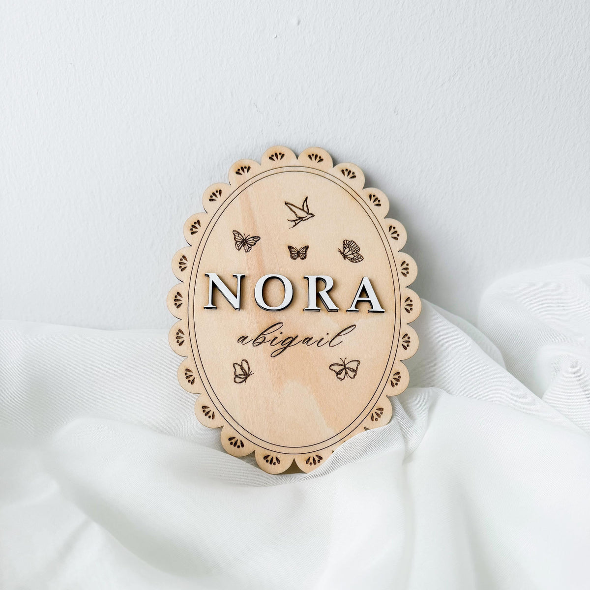 Custom Butterfly Baby Name Sign, Personalized Wood Birth Announcement, Newborn Milestone Sign, Nursery Name Plaque, Baby Photo Prop