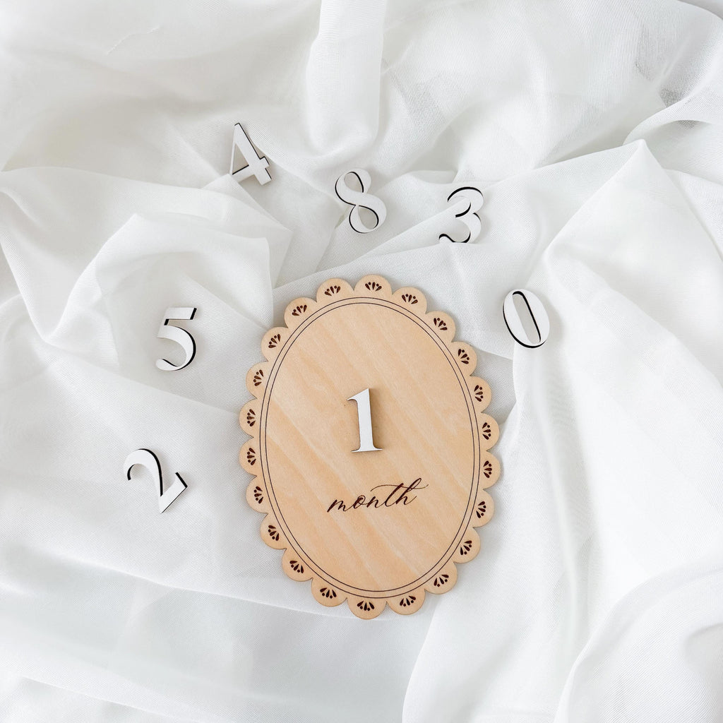 Baby Monthly Milestone Sign, Wooden Milestone Disc with Numbers, Newborn Monthly Photo Prop, Baby Milestone Tracker, Baby Shower Gift
