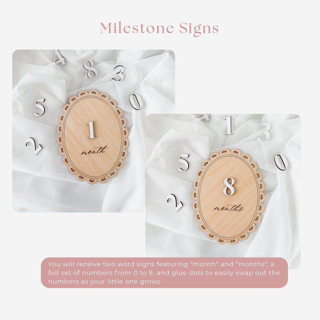 Baby Monthly Milestone Sign, Wooden Milestone Disc with Numbers, Newborn Monthly Photo Prop, Baby Milestone Tracker, Baby Shower Gift