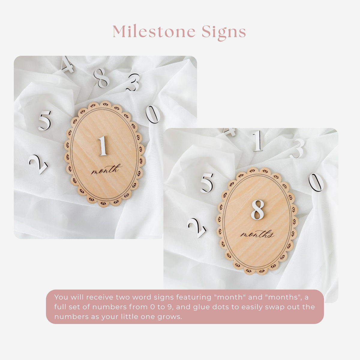 Baby Monthly Milestone Sign, Wooden Milestone Disc with Numbers, Newborn Monthly Photo Prop, Baby Milestone Tracker, Baby Shower Gift