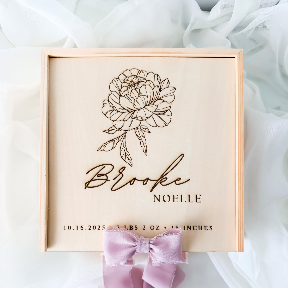 Personalized Baby Keepsake Box, Floral Birth Stats Memory Box, Engraved Wooden Baby Box, Newborn Keepsake Gift, Baby Shower Gift