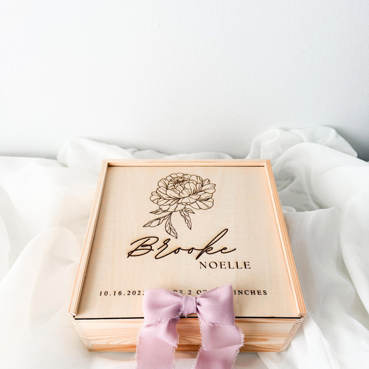 Personalized Baby Keepsake Box, Floral Birth Stats Memory Box, Engraved Wooden Baby Box, Newborn Keepsake Gift, Baby Shower Gift