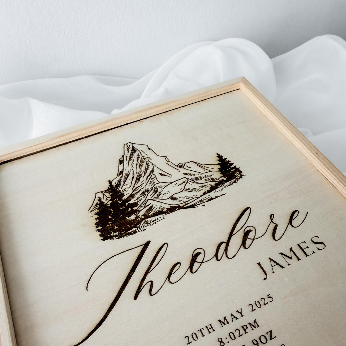 Baby Boy Keepsake Box, Mountain Woodland Memory Box, Newborn Birth Stats Box, Personalized Baby Boy Gift, Baby Shower Gift