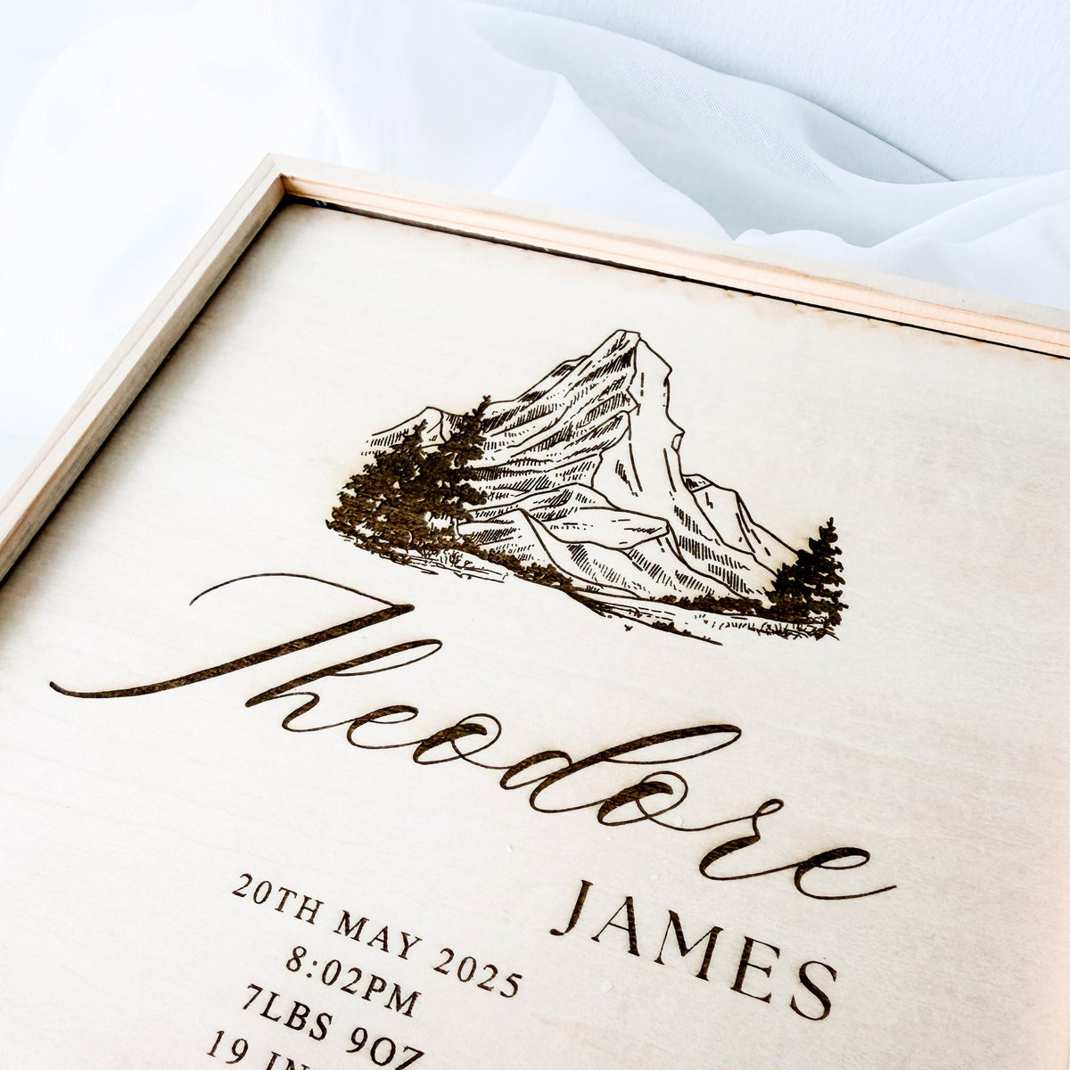 Baby Boy Keepsake Box, Mountain Woodland Memory Box, Newborn Birth Stats Box, Personalized Baby Boy Gift, Baby Shower Gift
